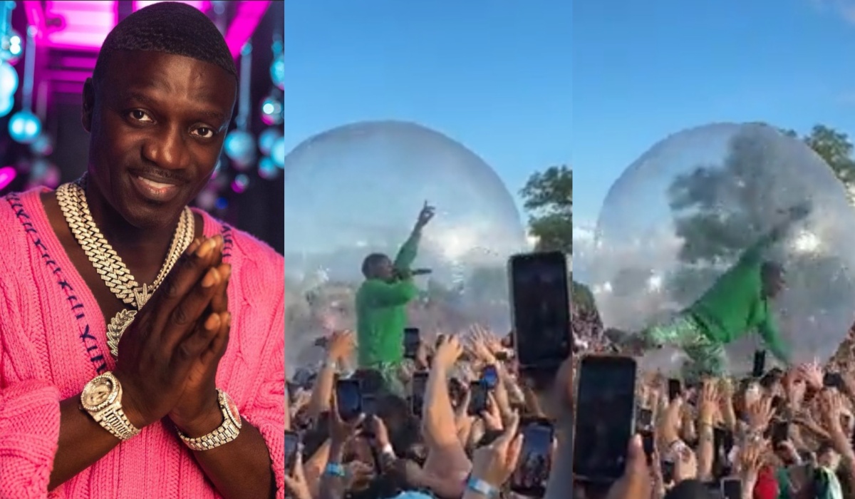 Akon plastic ball crowd-surfing stunt