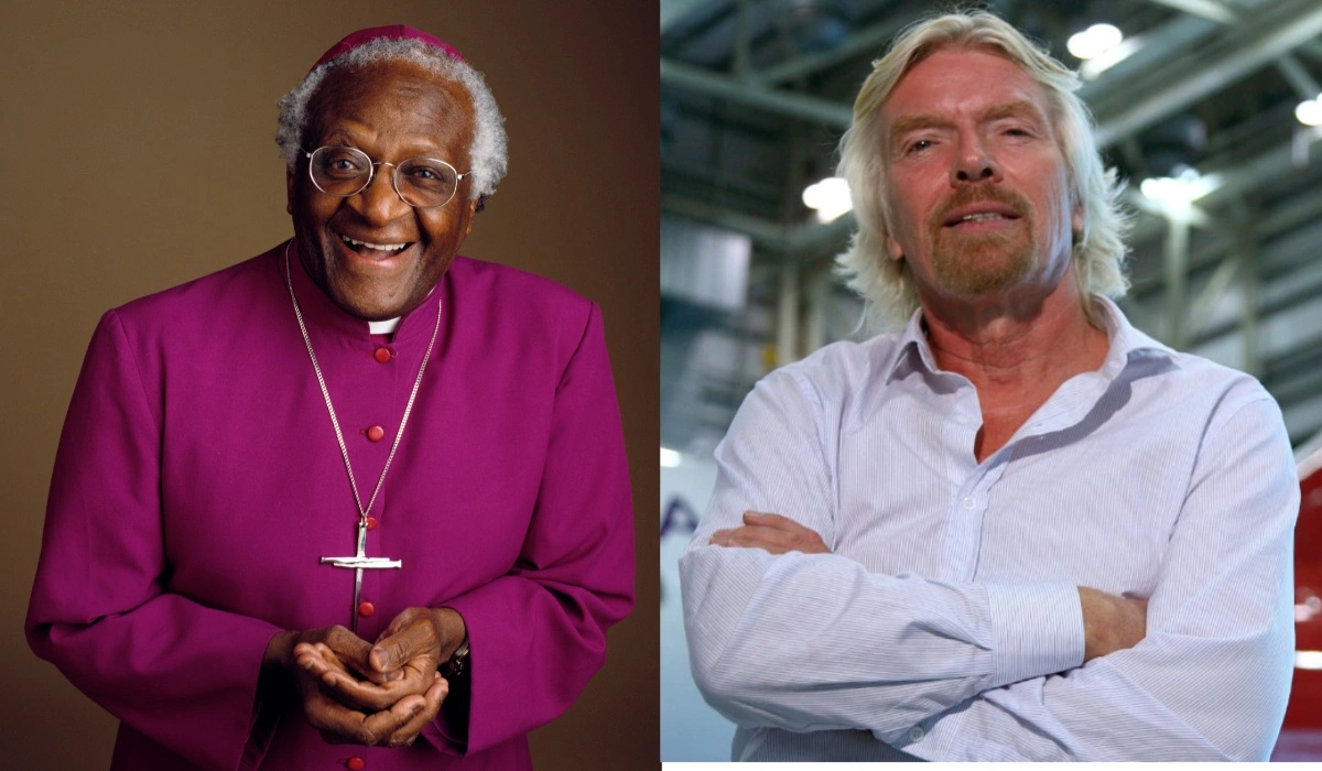 Pictures of Archbishop Desmond Tutu Getting Cozy with British Business Tycoon Richard Branson Raises Eyebrows